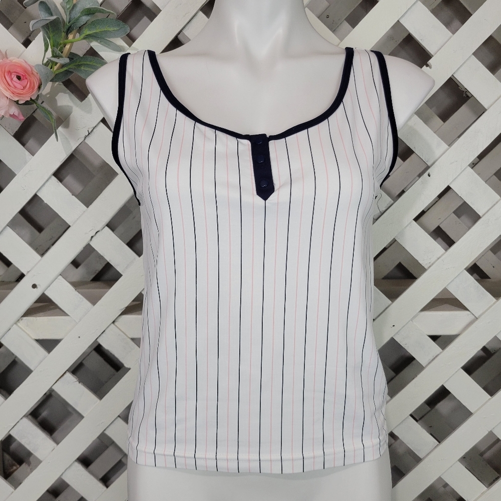 Vintage Wimbledon Striped Tennis Tank Size Small